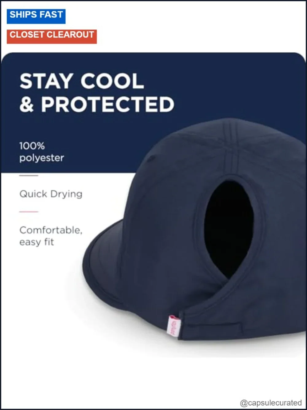 UPF 50 Wide Brim Sun Hat Ponytail Opening